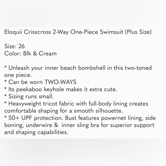 Eloquii Criss-Cross Peekaboo Bathing Suit 22-24 - Picture 2 of 3